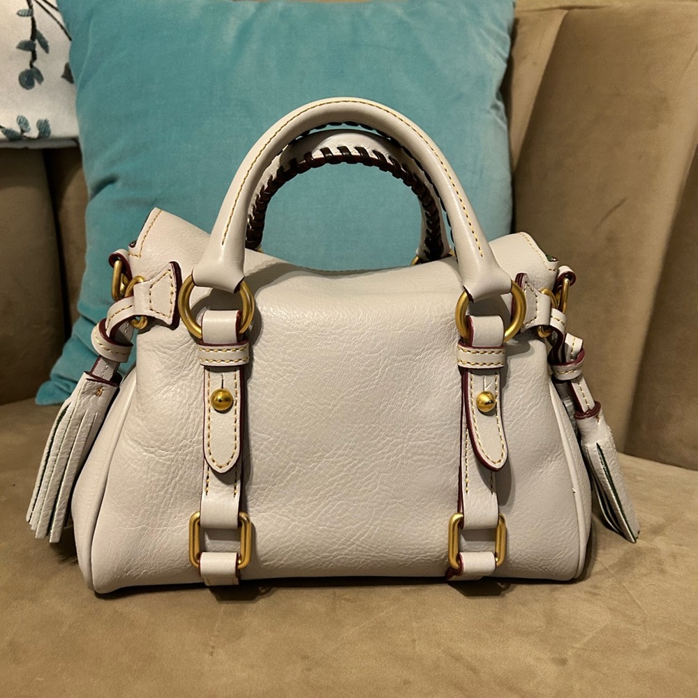 🦆 Dooney & Bourke Micro Florentine Satchel in Ecru - Picture 5 of 14